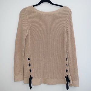 LOFT CAMEL SWEATER WITH TIE SIDES SIZE SMALL NWT